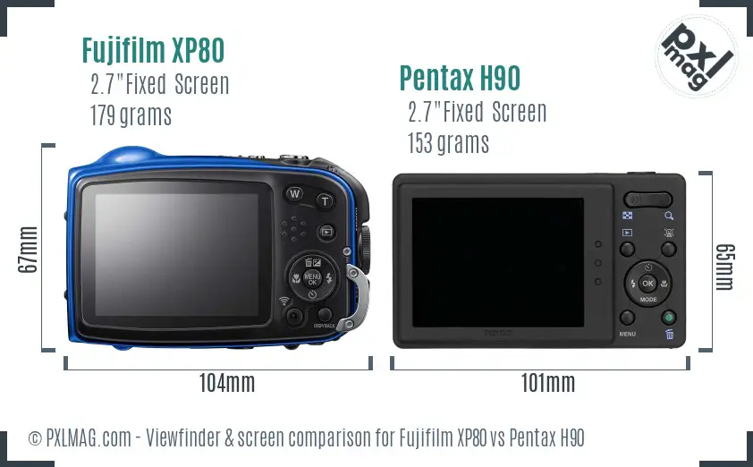 Fujifilm XP80 vs Pentax H90 Screen and Viewfinder comparison