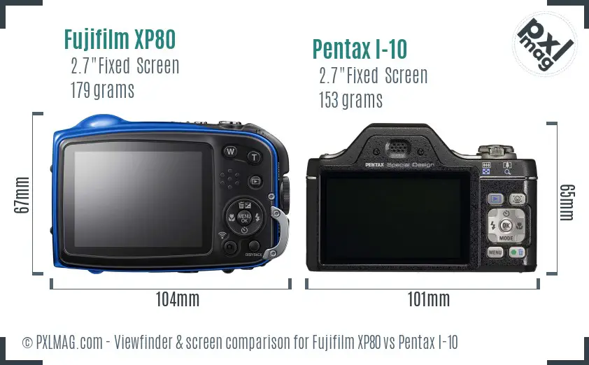 Fujifilm XP80 vs Pentax I-10 Screen and Viewfinder comparison