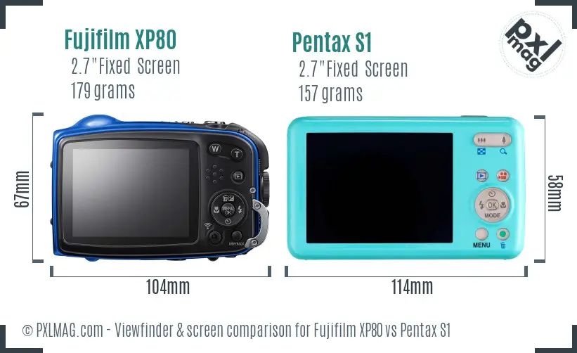 Fujifilm XP80 vs Pentax S1 Screen and Viewfinder comparison