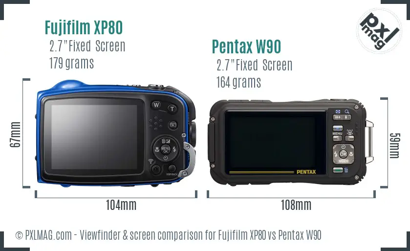 Fujifilm XP80 vs Pentax W90 Screen and Viewfinder comparison Fujifilm XP80 vs Pentax W90 Screen and Viewfinder comparison