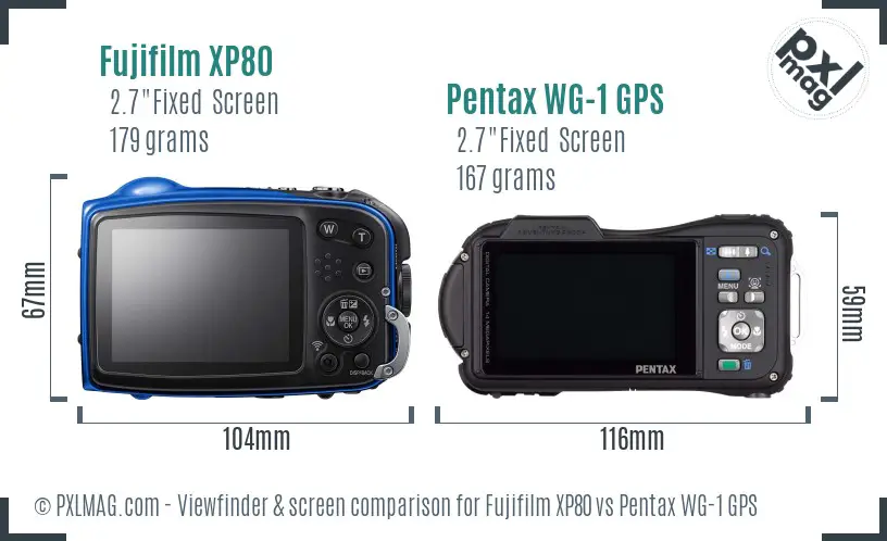 Fujifilm XP80 vs Pentax WG-1 GPS Screen and Viewfinder comparison
