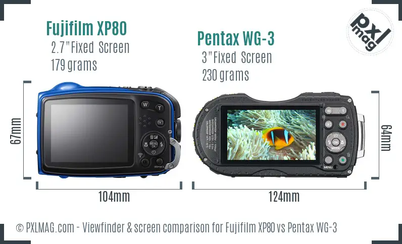 Fujifilm XP80 vs Pentax WG-3 Screen and Viewfinder comparison Fujifilm XP80 vs Pentax WG-3 Screen and Viewfinder comparison