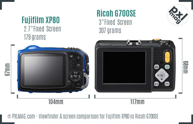 Fujifilm XP80 vs Ricoh G700SE Screen and Viewfinder comparison Fujifilm XP80 vs Ricoh G700SE Screen and Viewfinder comparison