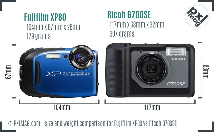 Fujifilm XP80 vs Ricoh G700SE size comparison Fujifilm XP80 vs Ricoh G700SE size comparison