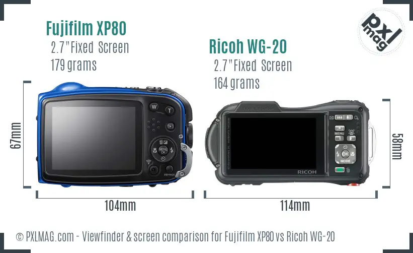 Fujifilm XP80 vs Ricoh WG-20 Screen and Viewfinder comparison