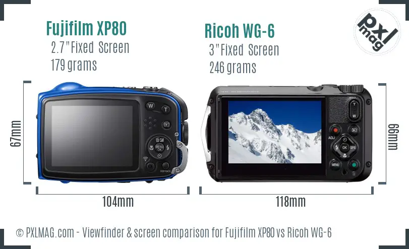Fujifilm XP80 vs Ricoh WG-6 Screen and Viewfinder comparison