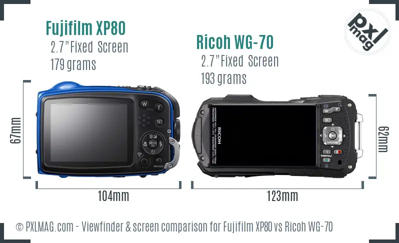 Fujifilm XP80 vs Ricoh WG-70 Screen and Viewfinder comparison