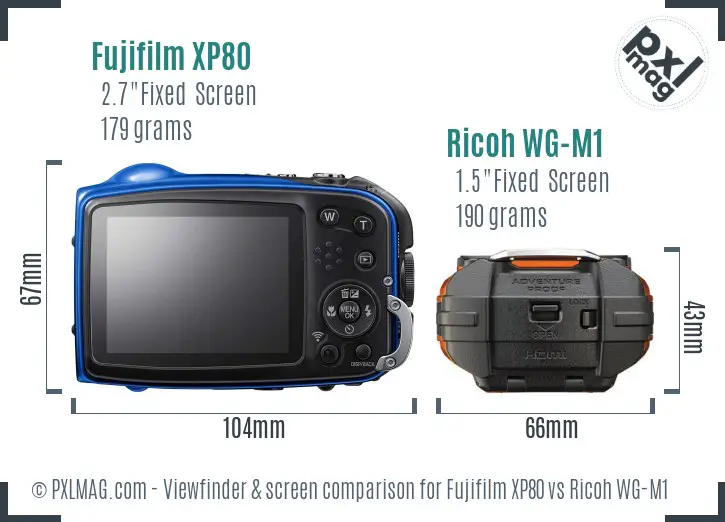 Fujifilm XP80 vs Ricoh WG-M1 Screen and Viewfinder comparison