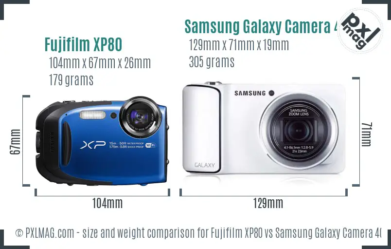 Fujifilm XP80 vs Samsung Galaxy Camera 4G size comparison Fujifilm XP80 vs Samsung Galaxy Camera 4G size comparison