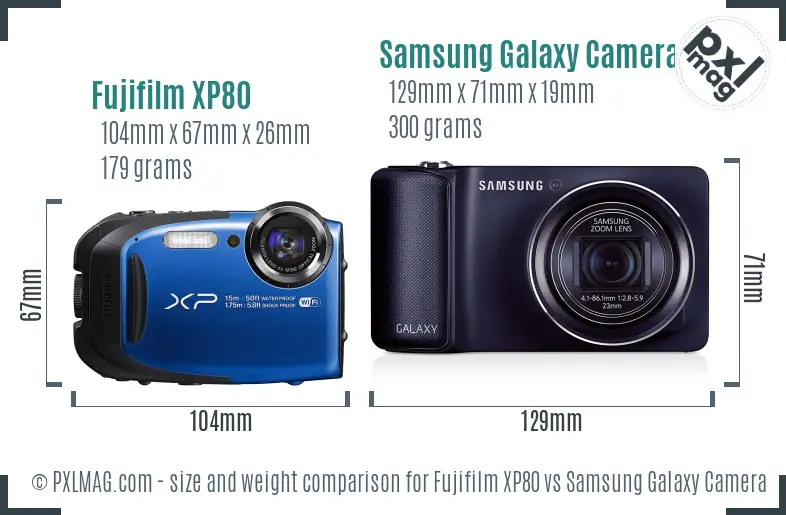 Fujifilm XP80 vs Samsung Galaxy Camera size comparison
