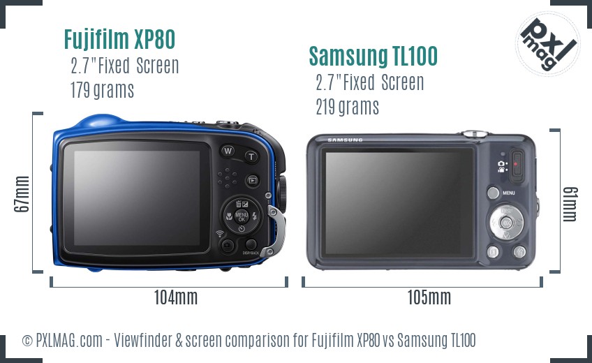 Fujifilm XP80 vs Samsung TL100 Screen and Viewfinder comparison