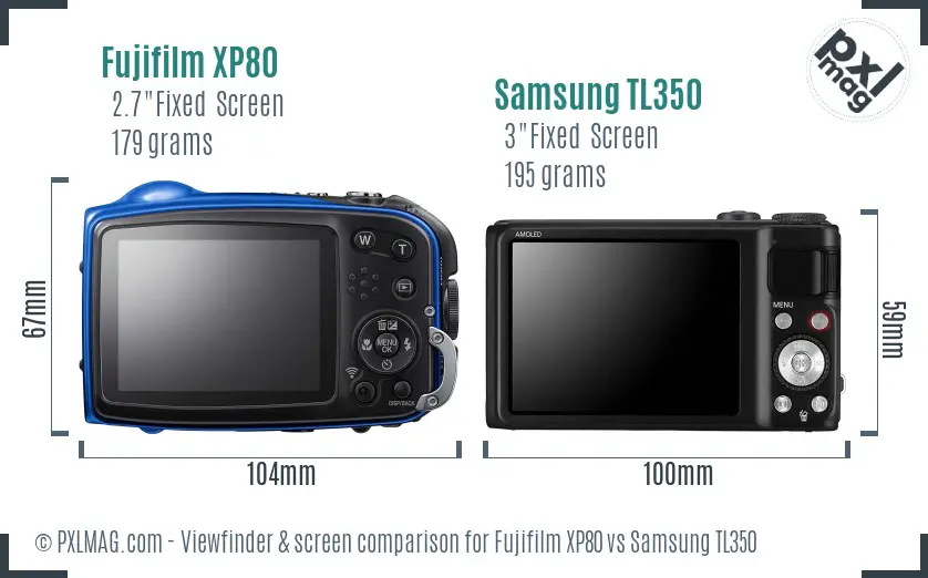 Fujifilm XP80 vs Samsung TL350 Screen and Viewfinder comparison