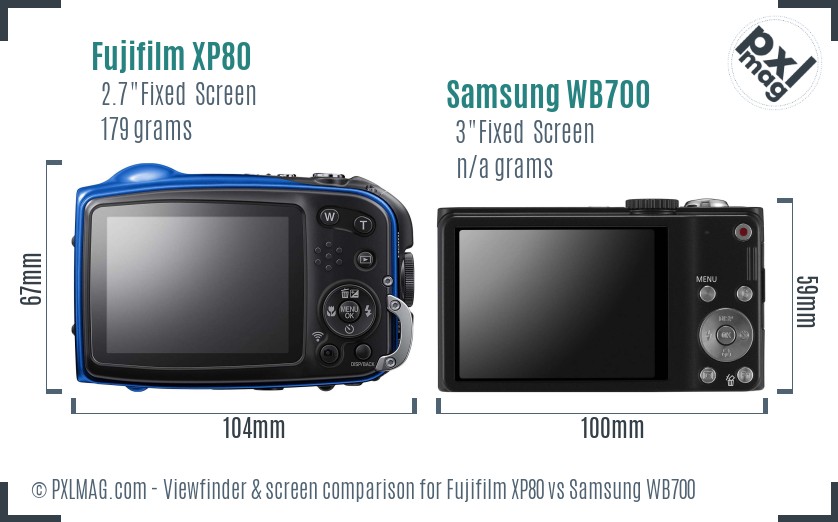Fujifilm XP80 vs Samsung WB700 Screen and Viewfinder comparison