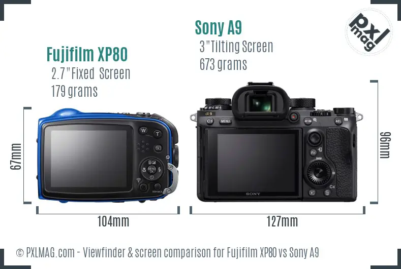 Fujifilm XP80 vs Sony A9 Screen and Viewfinder comparison