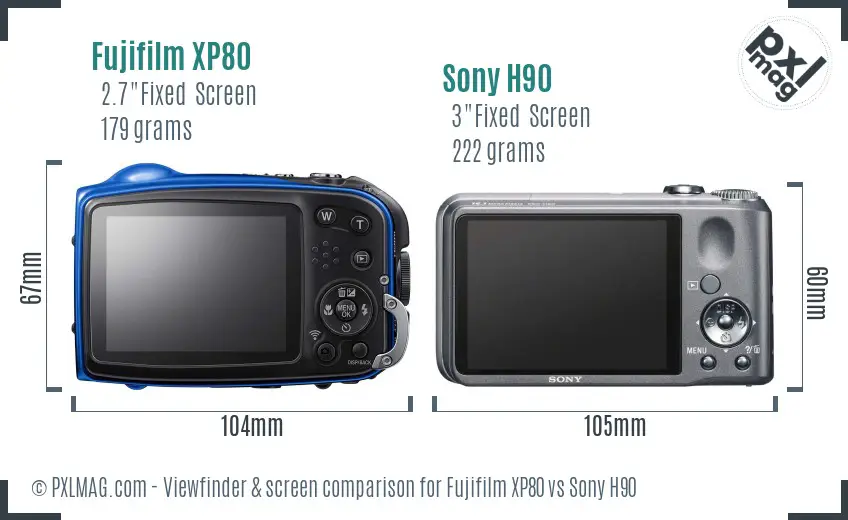 Fujifilm XP80 vs Sony H90 Screen and Viewfinder comparison