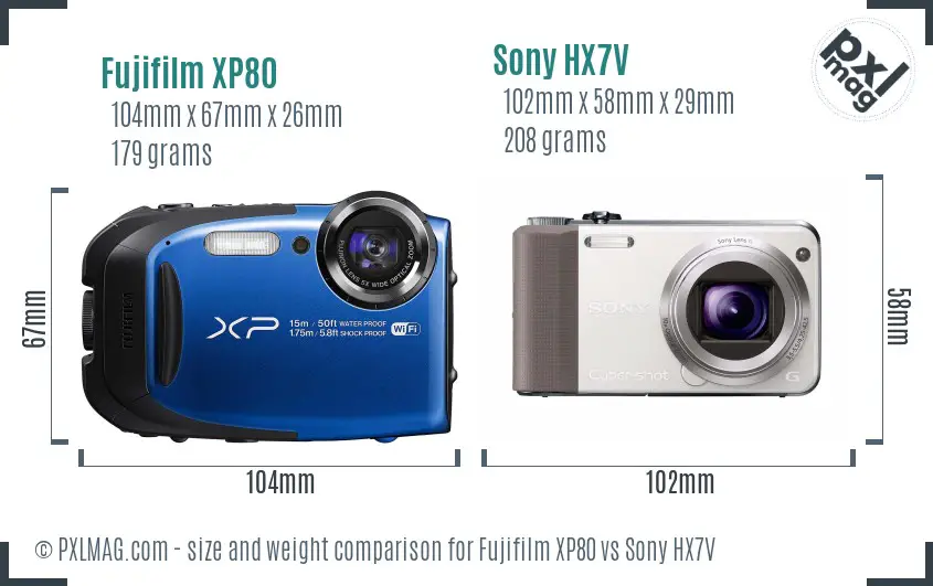 Fujifilm XP80 vs Sony HX7V size comparison