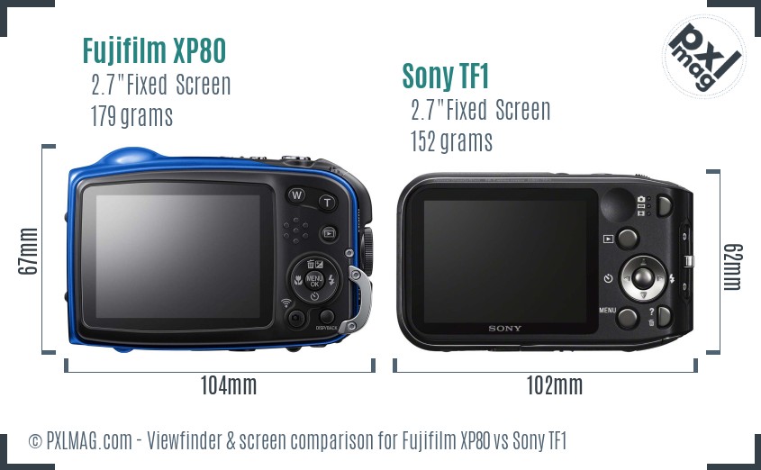 Fujifilm XP80 vs Sony TF1 Screen and Viewfinder comparison