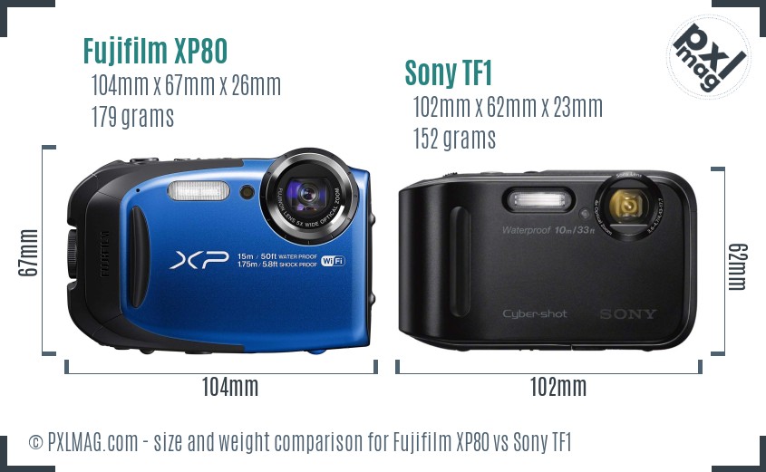 Fujifilm XP80 vs Sony TF1 size comparison Fujifilm XP80 vs Sony TF1 size comparison