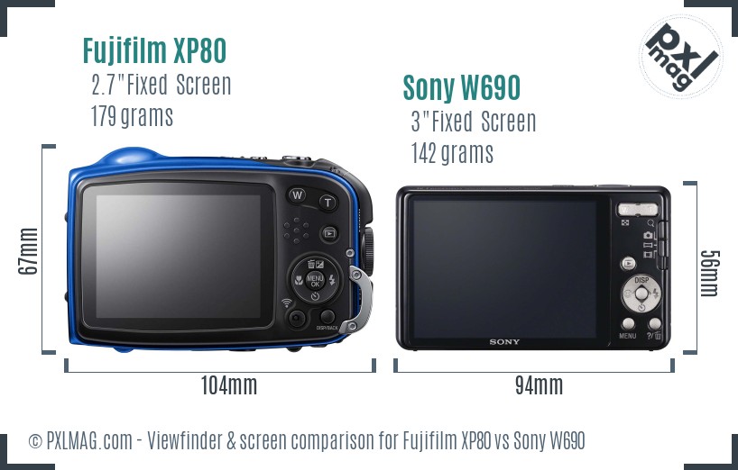 Fujifilm XP80 vs Sony W690 Screen and Viewfinder comparison