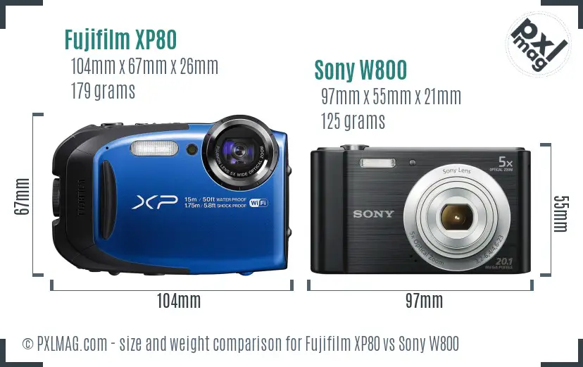 Fujifilm XP80 vs Sony W800 size comparison Fujifilm XP80 vs Sony W800 size comparison