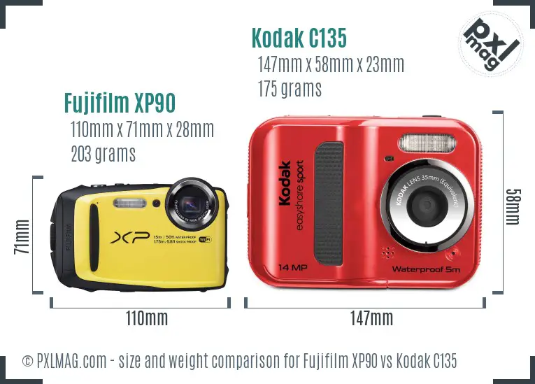 Fujifilm XP90 vs Kodak C135 size comparison Fujifilm XP90 vs Kodak C135 size comparison