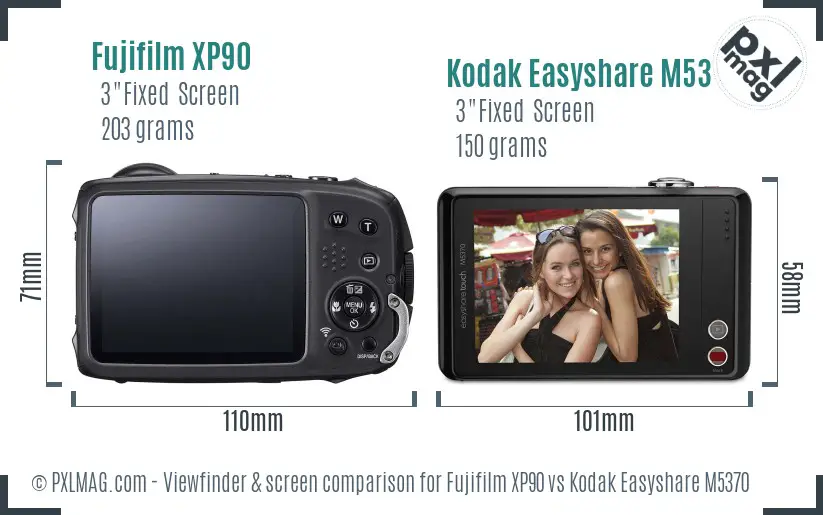 Fujifilm XP90 vs Kodak Easyshare M5370 Screen and Viewfinder comparison