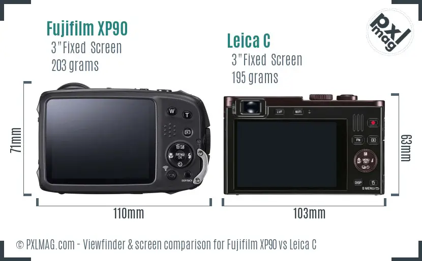 Fujifilm XP90 vs Leica C Screen and Viewfinder comparison