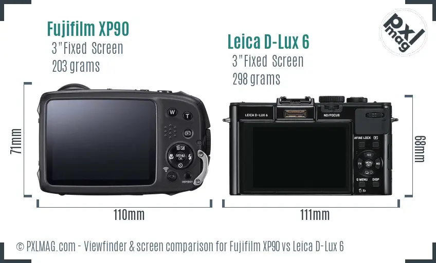 Fujifilm XP90 vs Leica D-Lux 6 Screen and Viewfinder comparison