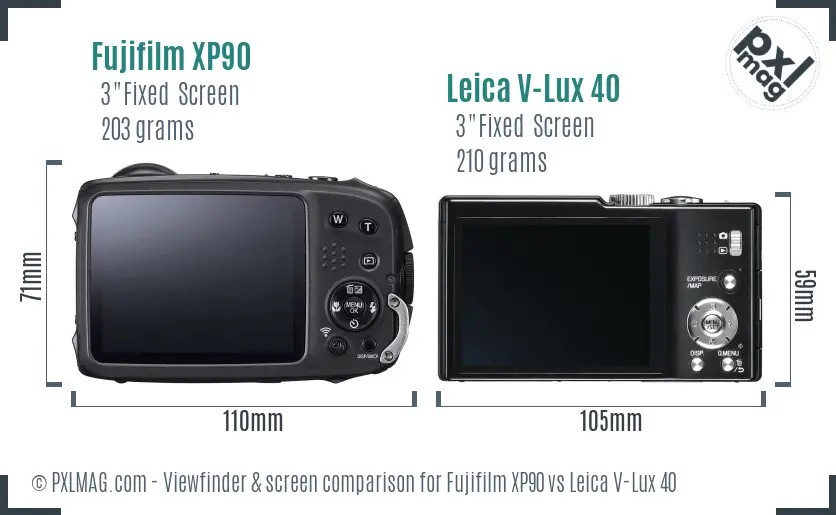 Fujifilm XP90 vs Leica V-Lux 40 Screen and Viewfinder comparison