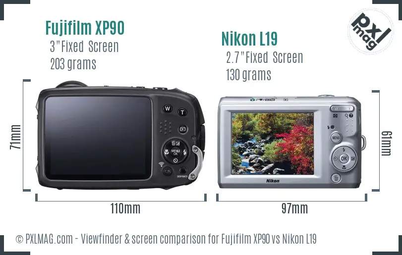 Fujifilm XP90 vs Nikon L19 Screen and Viewfinder comparison Fujifilm XP90 vs Nikon L19 Screen and Viewfinder comparison