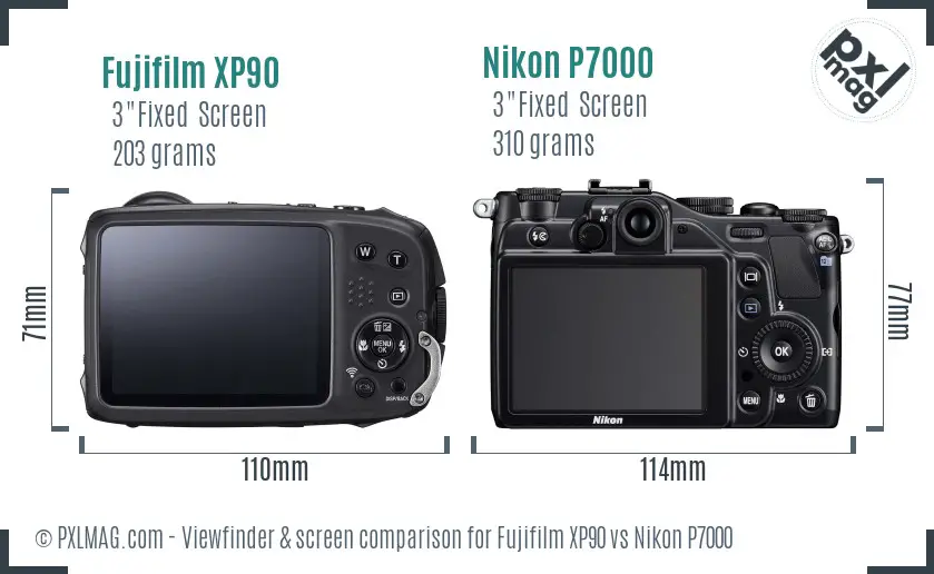 Fujifilm XP90 vs Nikon P7000 Screen and Viewfinder comparison Fujifilm XP90 vs Nikon P7000 Screen and Viewfinder comparison