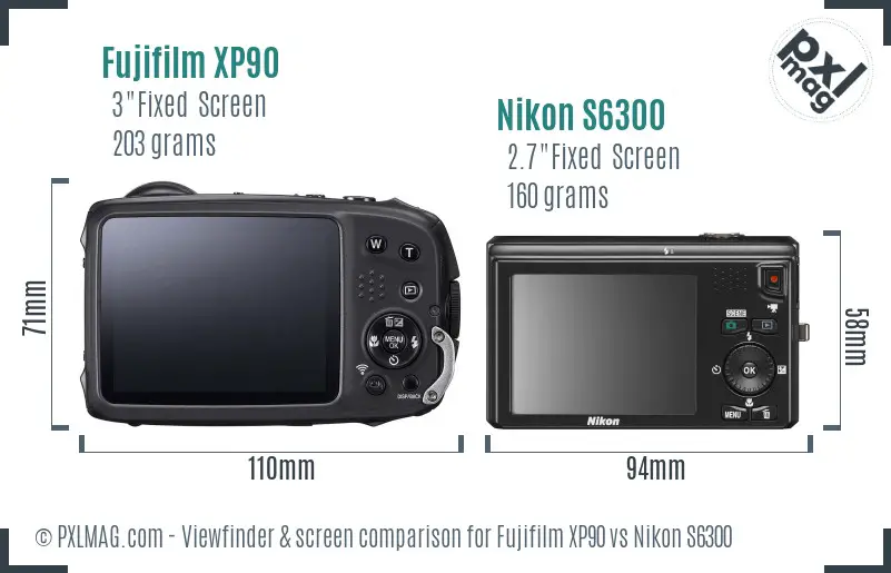 Fujifilm XP90 vs Nikon S6300 Screen and Viewfinder comparison