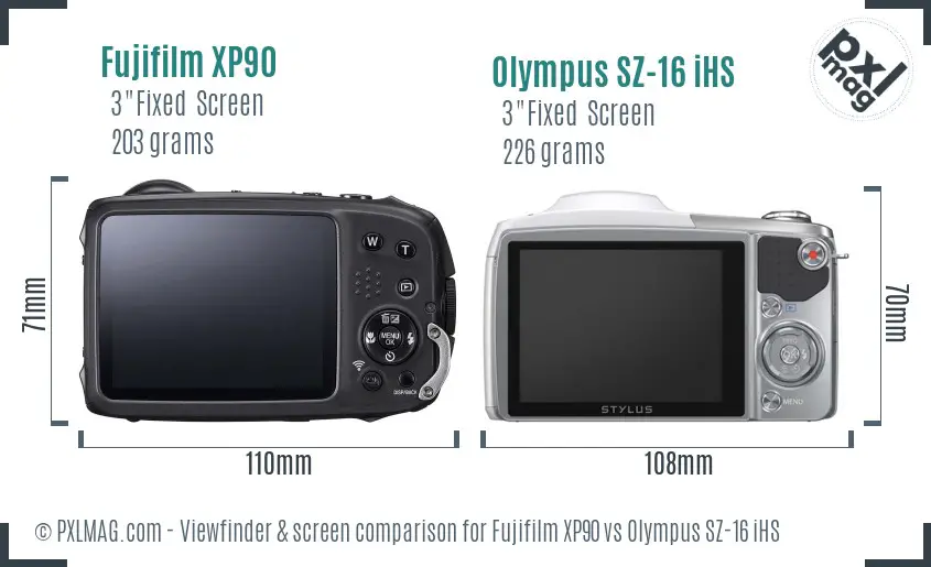Fujifilm XP90 vs Olympus SZ-16 iHS Screen and Viewfinder comparison Fujifilm XP90 vs Olympus SZ-16 iHS Screen and Viewfinder comparison