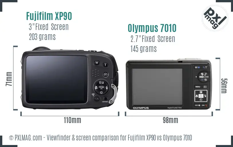 Fujifilm XP90 vs Olympus 7010 Screen and Viewfinder comparison