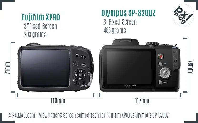 Fujifilm XP90 vs Olympus SP-820UZ Screen and Viewfinder comparison Fujifilm XP90 vs Olympus SP-820UZ Screen and Viewfinder comparison