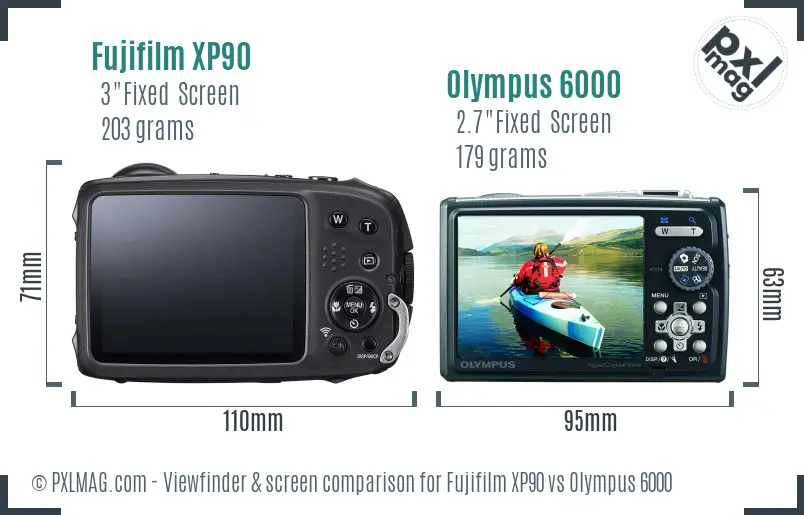Fujifilm XP90 vs Olympus 6000 Screen and Viewfinder comparison