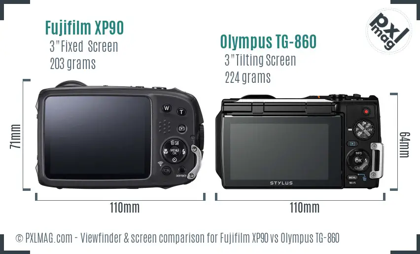 Fujifilm XP90 vs Olympus TG-860 Screen and Viewfinder comparison Fujifilm XP90 vs Olympus TG-860 Screen and Viewfinder comparison