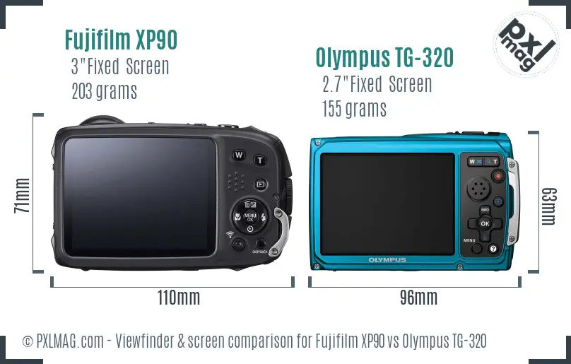 Fujifilm XP90 vs Olympus TG-320 Screen and Viewfinder comparison Fujifilm XP90 vs Olympus TG-320 Screen and Viewfinder comparison