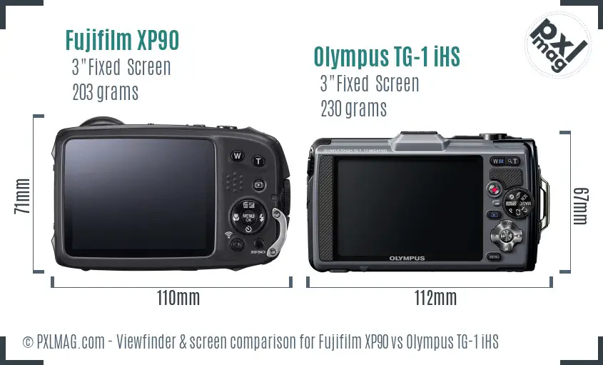 Fujifilm XP90 vs Olympus TG-1 iHS Screen and Viewfinder comparison
