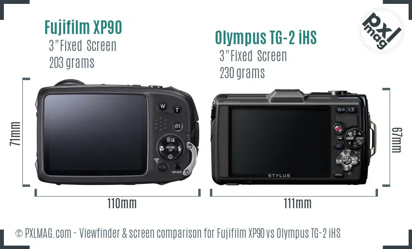 Fujifilm XP90 vs Olympus TG-2 iHS Screen and Viewfinder comparison