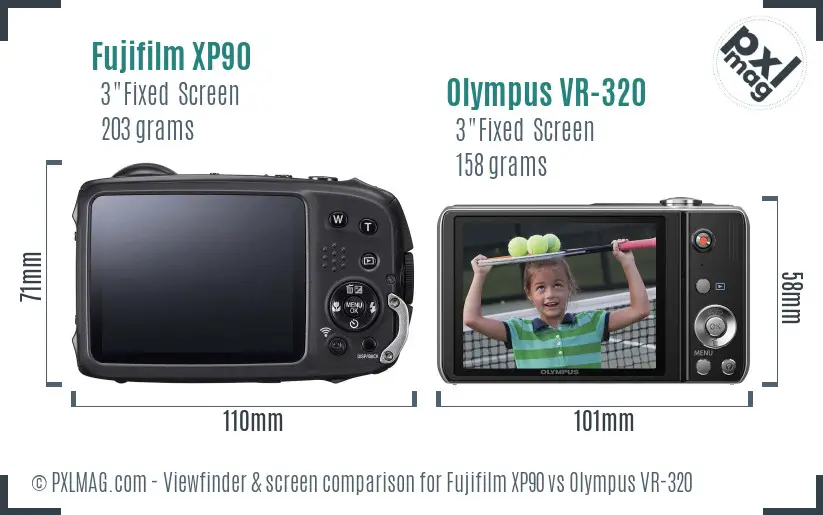 Fujifilm XP90 vs Olympus VR-320 Screen and Viewfinder comparison