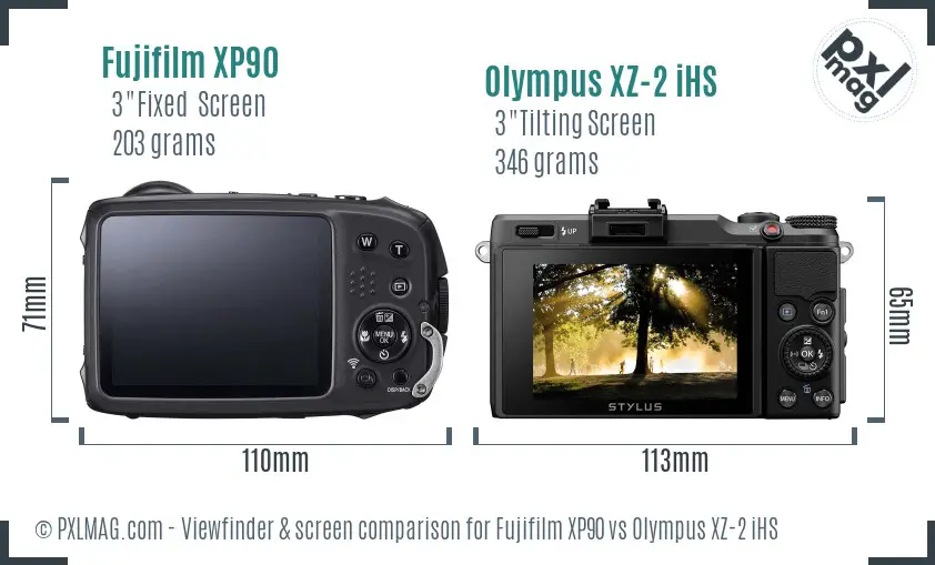 Fujifilm XP90 vs Olympus XZ-2 iHS Screen and Viewfinder comparison Fujifilm XP90 vs Olympus XZ-2 iHS Screen and Viewfinder comparison