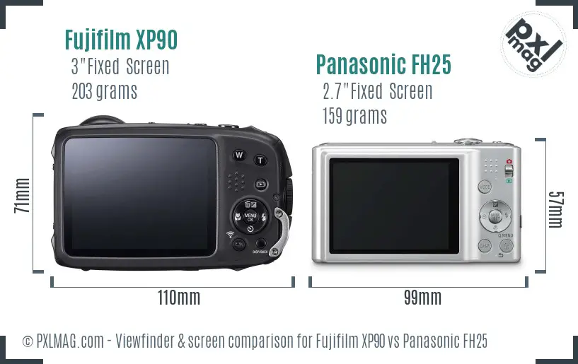 Fujifilm XP90 vs Panasonic FH25 Screen and Viewfinder comparison Fujifilm XP90 vs Panasonic FH25 Screen and Viewfinder comparison