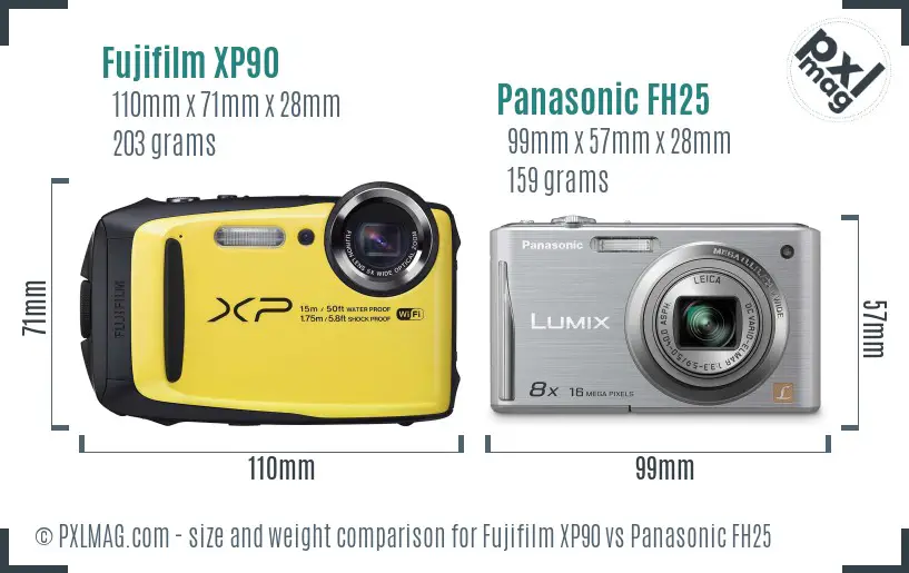 Fujifilm XP90 vs Panasonic FH25 size comparison Fujifilm XP90 vs Panasonic FH25 size comparison