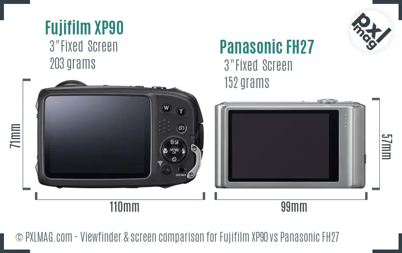 Fujifilm XP90 vs Panasonic FH27 Screen and Viewfinder comparison