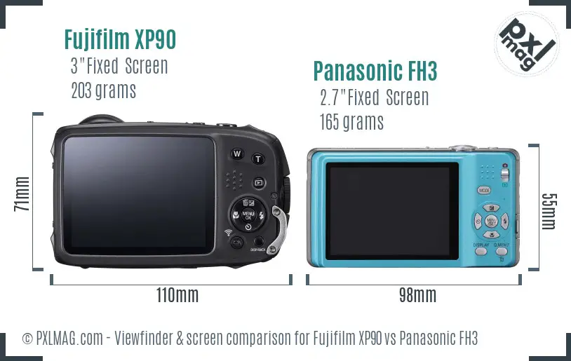 Fujifilm XP90 vs Panasonic FH3 Screen and Viewfinder comparison Fujifilm XP90 vs Panasonic FH3 Screen and Viewfinder comparison