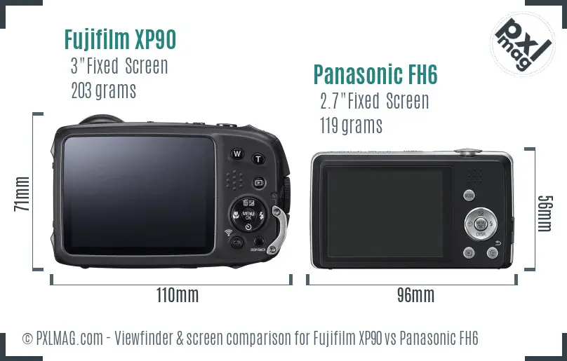 Fujifilm XP90 vs Panasonic FH6 Screen and Viewfinder comparison Fujifilm XP90 vs Panasonic FH6 Screen and Viewfinder comparison
