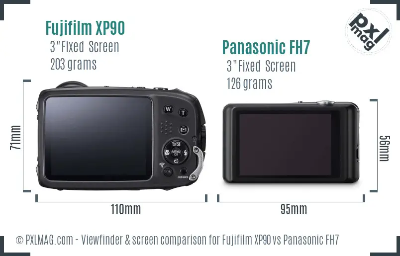 Fujifilm XP90 vs Panasonic FH7 Screen and Viewfinder comparison