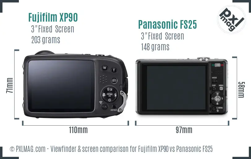 Fujifilm XP90 vs Panasonic FS25 Screen and Viewfinder comparison Fujifilm XP90 vs Panasonic FS25 Screen and Viewfinder comparison