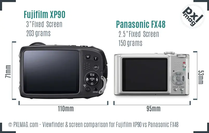 Fujifilm XP90 vs Panasonic FX48 Screen and Viewfinder comparison